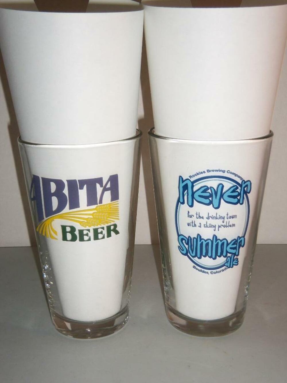 2 Pint Glasses Abita Beer & Rockies Brewing Company Never Summer Ale -061835